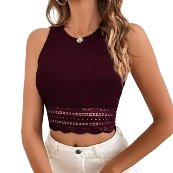 Elegant laced front crop top sz Large - Picture 1 of 5